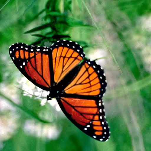 Viceroy butterfly on vegetation.