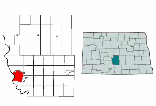 Map of Bismarck and Burleigh County, North Dakota in the United States.