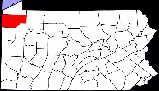 Map showing the location of crawford county, pennsylvania.