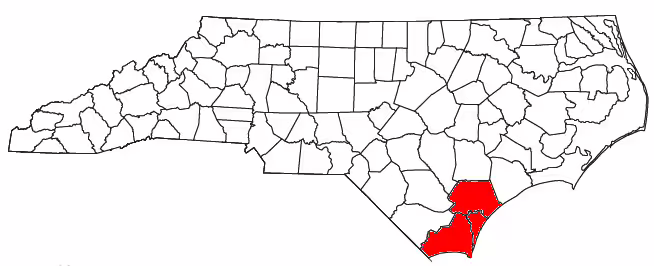 Map of North Carolina with the Wilmington, NC Metro are highlighted.
