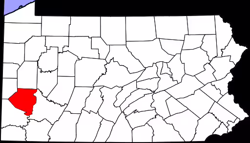 Allegheny county in red on a map of Pennsylvania.