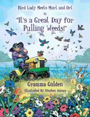 Front of cover of Bird Lady Meets Mort and Ort by Gramma Golden.